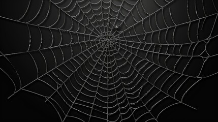 Spooky Halloween background with black lace spider web silhouette against a dark backdrop, Ai Generated.