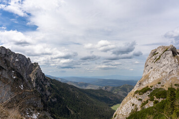 beautiful mountain scenery in early spring. 