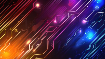 Obraz premium Immerse in a vivid abstract electronic circuitry background, Ai Generated.
