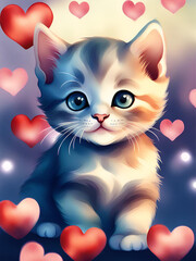cat with heart