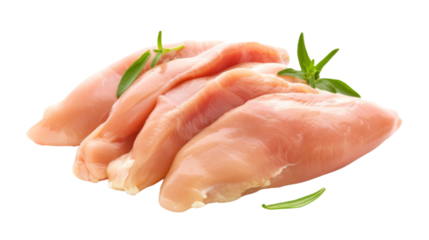 Fresh chicken raw meat isolated on white background, png 