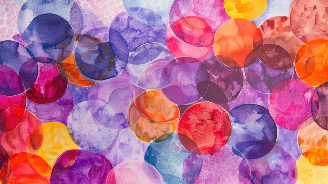 Watercolor circles blend in delightful array. Ai Generated
