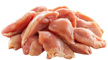 Fresh chicken raw meat isolated on white background, png 