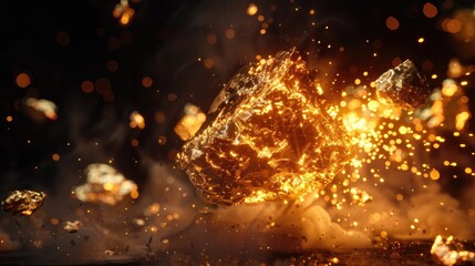 Obraz premium The gold market experiences rapid growth, expansion, and explosive dynamics, shaping global economies, Ai Generated.