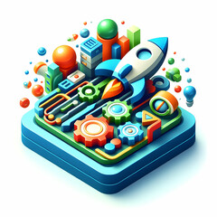 Cartoon 3D Icon: Symbol of Technological Advancement and Innovation for Cutting Edge Developments