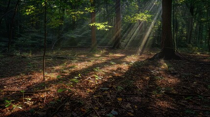 Mystical Forest Sunlight Patterns - Surreal Nature Photography.