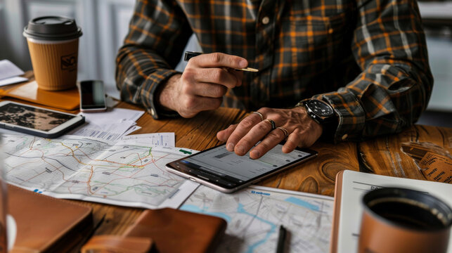 Planning a journey with maps and a tablet - Powered by Adobe