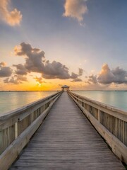 Obraz premium wooden pier at sunset