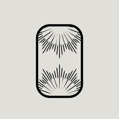 Frame abstract shape element logo vector graphic illustration on background, line art stiker badge