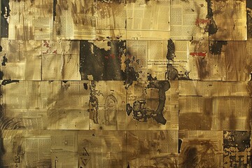 Weathered Material Masterpiece Golden Palette Newspaper Painting