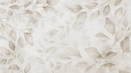 Elegant white background adorned with intricate leafy patterns. Botanical-inspired design with a modern twist.