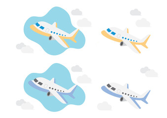 空を飛ぶ飛行機のイラスト