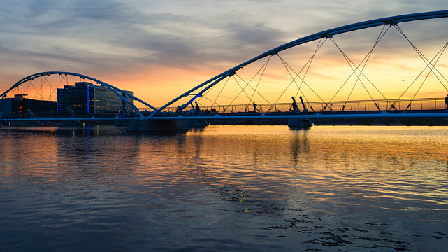 Sunset over Tempe Town Lake, Tempe, Arizona.