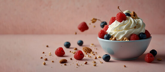 vanilla ice cream with berries  Fruitful Indulgence Soft Serve Delight 