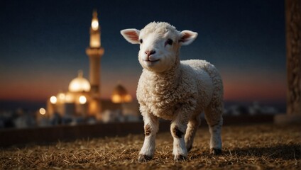Fototapeta premium lamb,Unveiling the symbols of Eid-al-Adha: '' lamb''