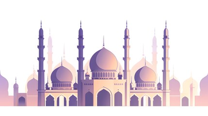 Fototapeta premium A serene illustration of a majestic mosque bathed in twilight hues