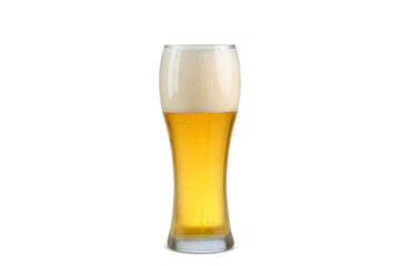 one beer glasse with beer heads, wiezen glass