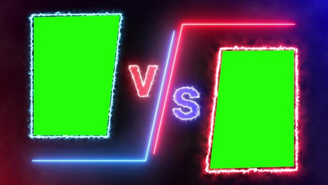 vs versus bars neon animated versus vs bars neon blue and red multiplayer co op team with smoky black background 4k looping