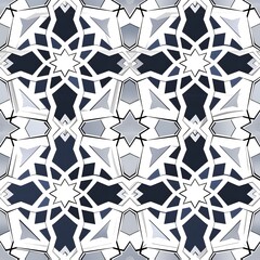 Islamic pattern - A kaleidoscopic geometric pattern in monochrome shades