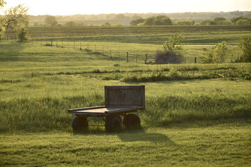 Wooden Trailer in a Farm Field