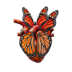A human heart made of butterfly wings, PNG image