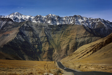 The highway ahead to the mountain at Leh Ladakh India 