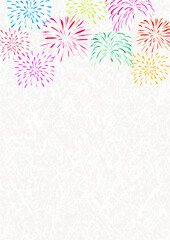 花火の柄の背景フレーム素材　コピースペースあり