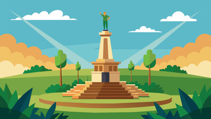 The parks centerpiece a magnificent monument dedicated to the bravery and resilience of those who fought for emancipation.. Vector illustration