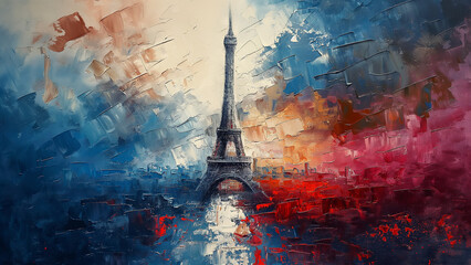 the eiffel tower in paris france oil painting on canvas digital art