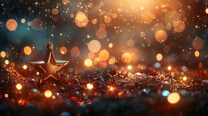 Sparkling stars on a luminous Christmas background.