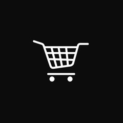 Shopping cart app icon design black and white vector illustration