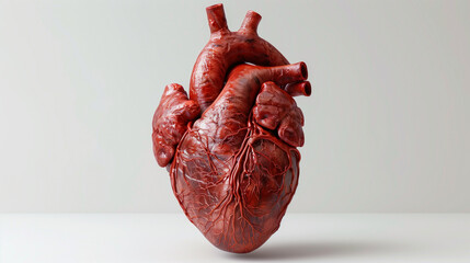 A hyper-realistic depiction of a real heart against a white background. This detailed illustration captures the intricate anatomy and texture of the heart with stunning accuracy. 