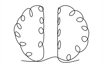 Continuous one line drawing of human brain. Hand drawn minimalism style. brain line art vector illustration