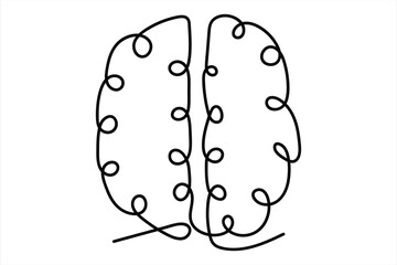 Continuous one line drawing of human brain. Hand drawn minimalism style. brain line art vector illustration