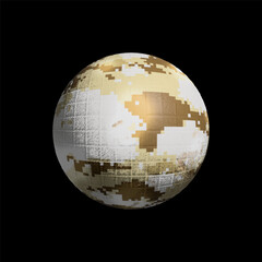 Earth globe 3d rendering isolated on black background.