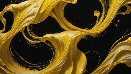 Liquid Ethereal yellow Streams The Art of Fluidity on a black backdrop