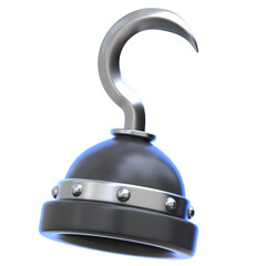 3d icon Pirate Hook, 3d illustration, 3d element, 3d rendering.