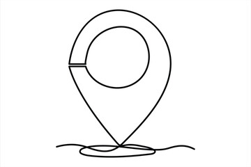 continuous one line google map point route directions and location outline vector art illustration