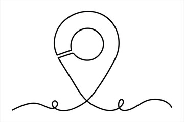 continuous one line google map point route directions and location outline vector art illustration