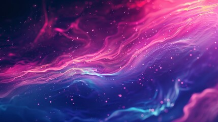 Abstract backround fluid with vibrant hues of pink, purple, and blue. The colors blend seamlessly, creating wave-like patterns that evoke cosmic or underwater environments