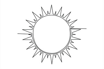 continuous one line drawing sun art Summer sun contour line sign line art illustration