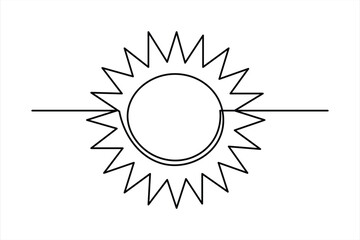 continuous one line drawing sun art Summer sun contour line sign line art illustration