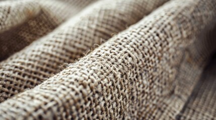 A close up of a piece of burlap fabric with a rough texture