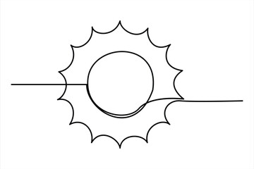 continuous one line drawing sun art Summer sun contour line sign line art illustration