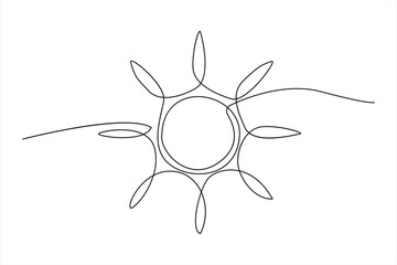 continuous one line drawing sun art Summer sun contour line sign line art illustration