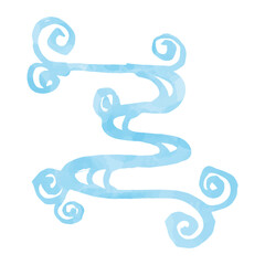 水彩の流水紋、手書き、デコレーション素材