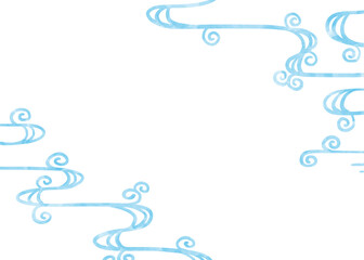 流水紋の背景、和風の背景フレーム、水彩