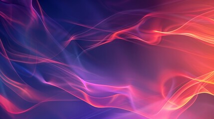 Abstract illustration with smooth, flowing lines and waves of light. The dominant colors include shades of blue, purple, and red, which blend seamlessly into each other