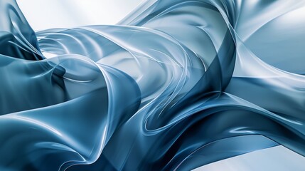 Abstract representation of flowing and intertwining blue satin fabric, giving a sense of movement and elegance