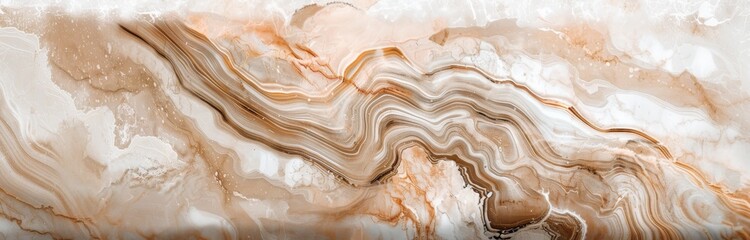 Obraz premium Wavy Brown and Cream Agate Texture Close-Up.